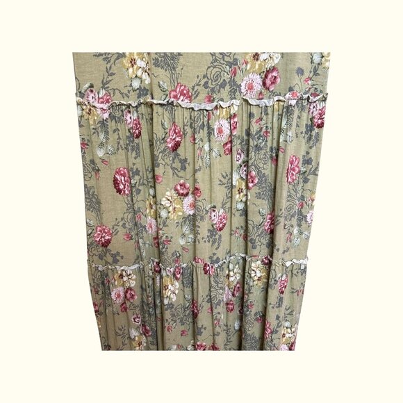 Papillon Stretchy Floral Tiered Skirt Dress Size L - Picture 4 of 7